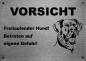 Preview: Edelstahl Warnschild Deutsche Dogge VORSICHT Freilaufender Hund! Betreten auf eigene Gefahr!